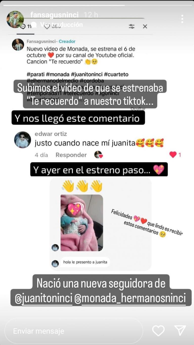 Nació mientras Monada estrenaba un tema y le pusieron Juanita