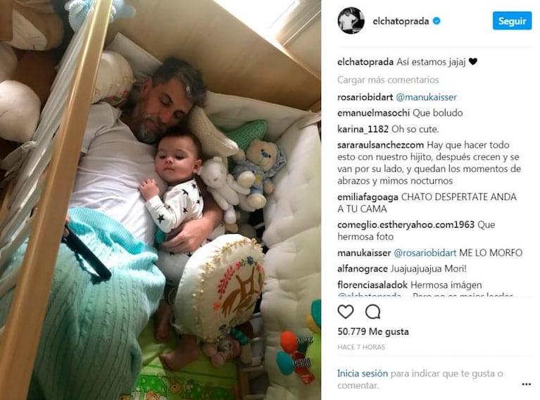 Nada de colecho: la foto del Chato Prada con su bebé Valentín