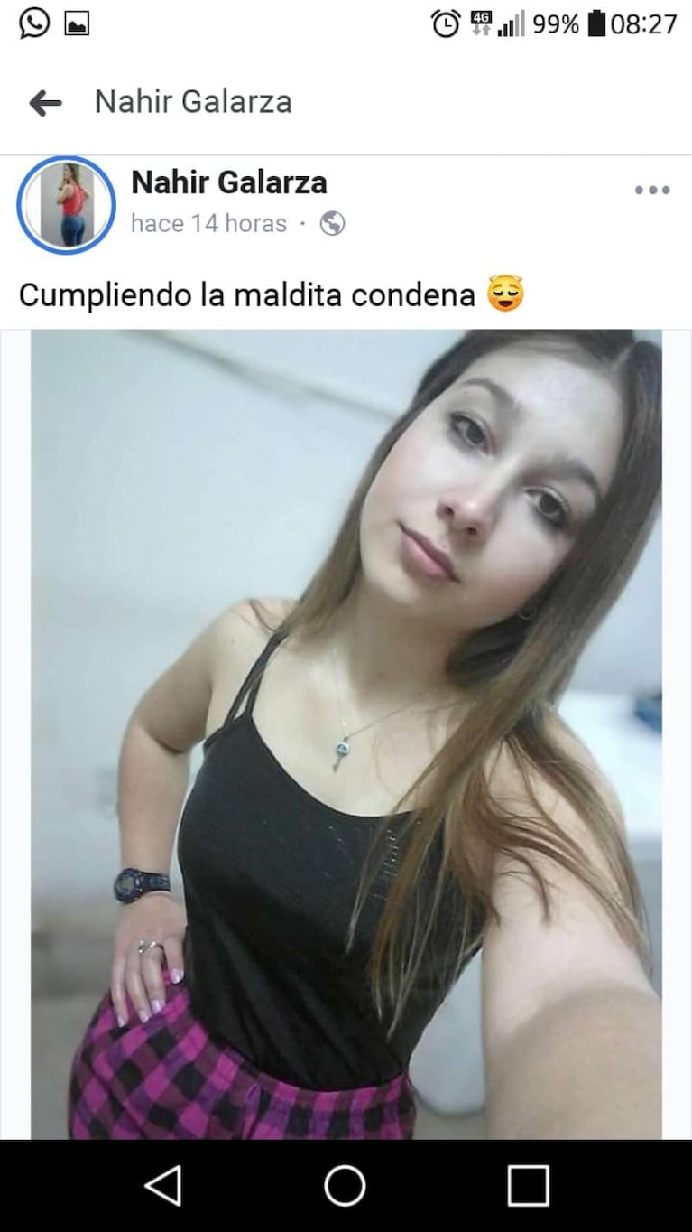 Nahir Galarza publicó fotos desde la cárcel