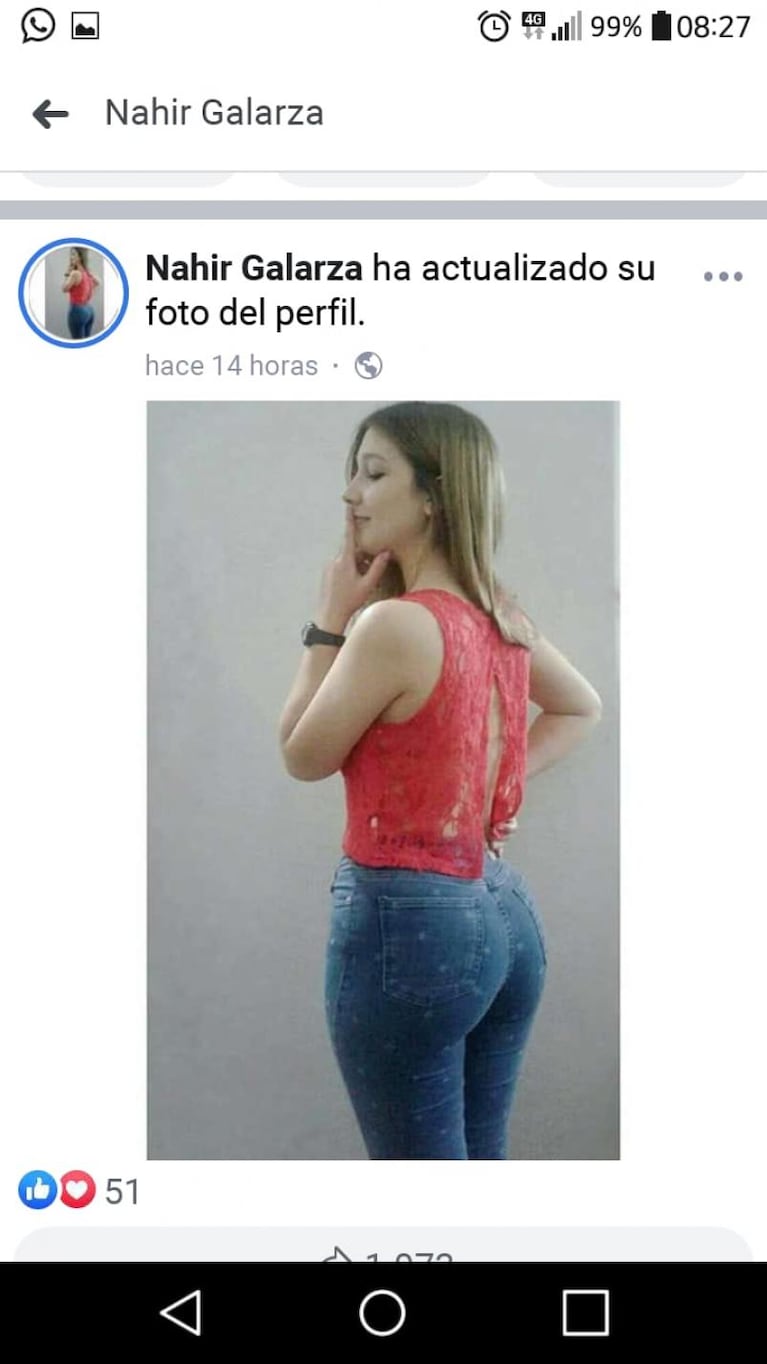 Nahir Galarza publicó fotos desde la cárcel