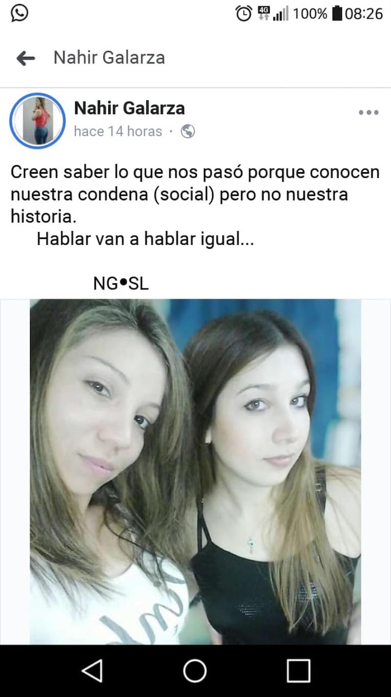 Nahir Galarza publicó fotos desde la cárcel