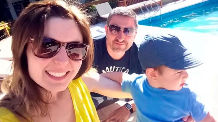Natalia Ciak junto a Joaquín, su hijo, y Alejandro Ruffo.