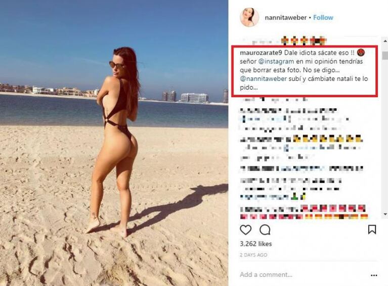 Natalie Weber subió una foto hot y Mauro Zárate se enojó