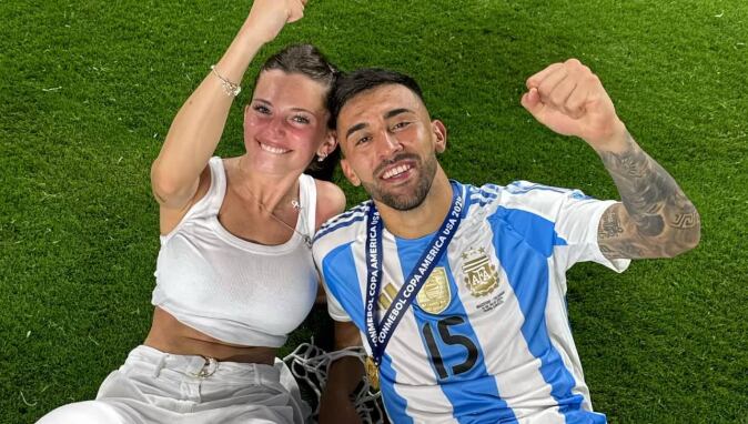 Nico González y su novia en la final de la Copa América 2024.