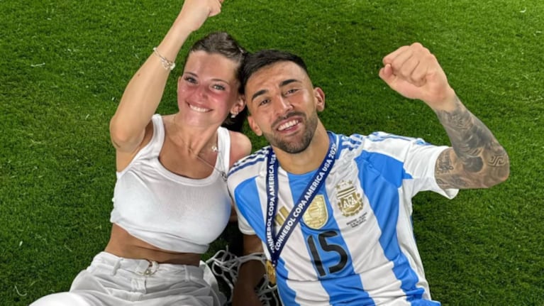 Nico González y su novia en la final de la Copa América 2024.
