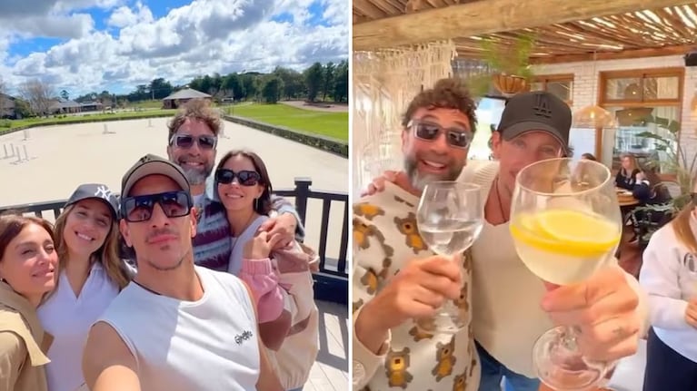 Nico Vázquez con sus amigos en Mar del Plata.