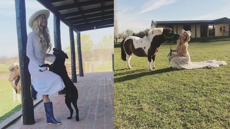 Nicole Neumann adora a los animales y tiene una chacra donde viven los que rescata.