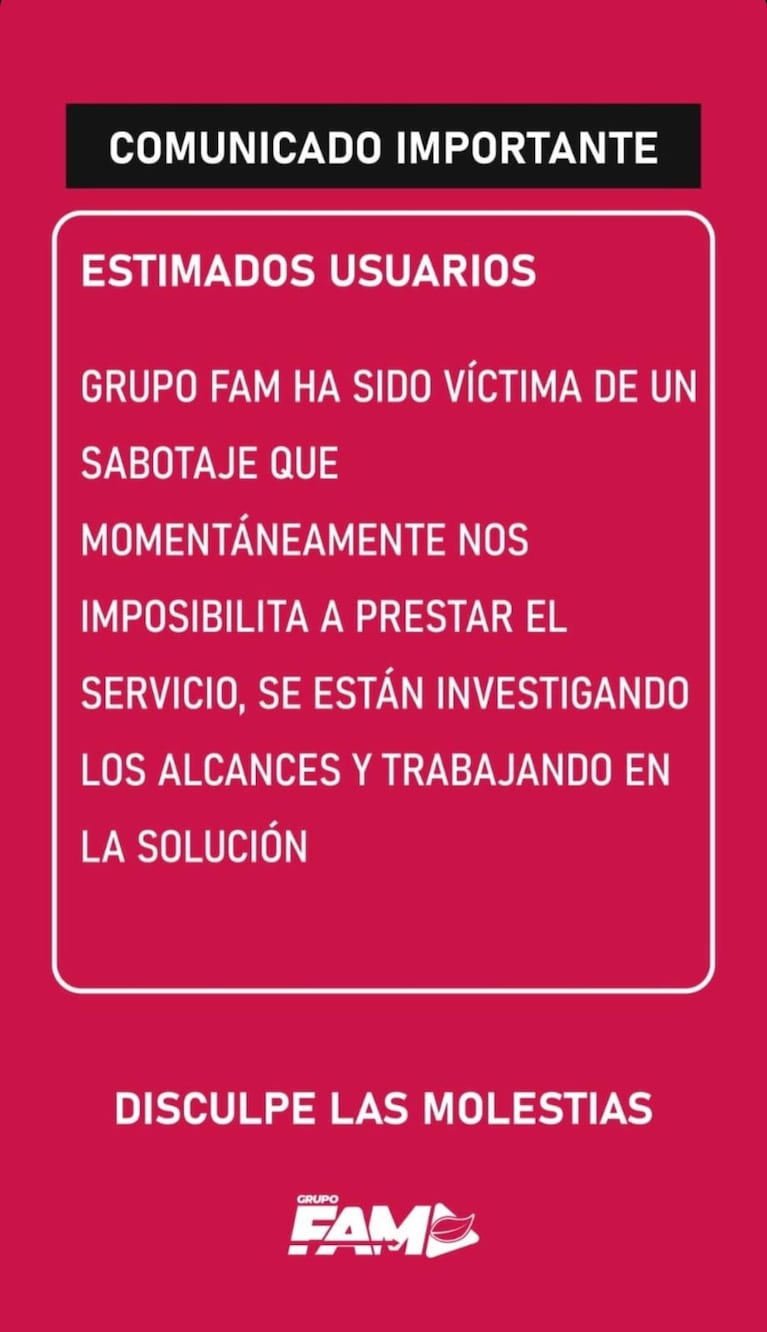 No circulan colectivos urbanos de Grupo FAM y la empresa denunció sabotaje: las líneas afectadas 