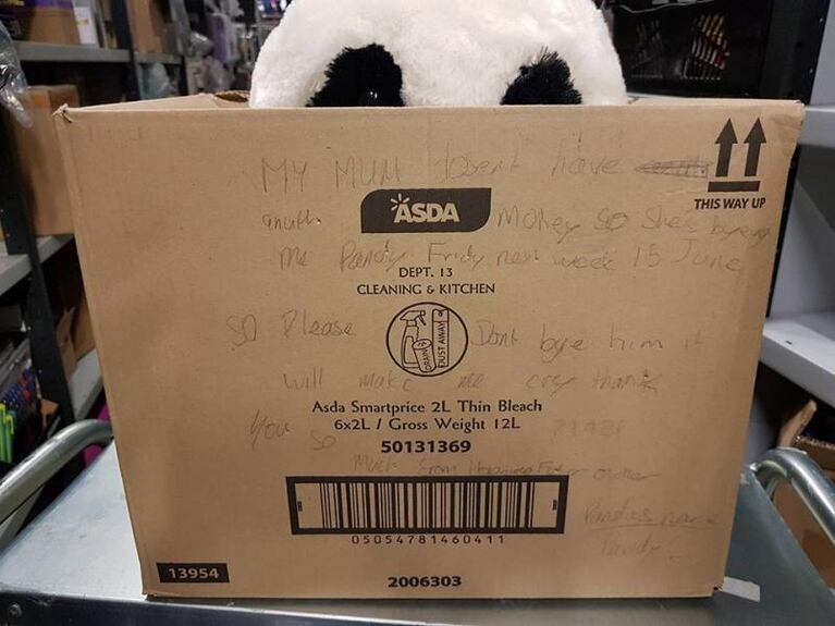 No le pudieron comprar el panda y dejó un tierno mensaje