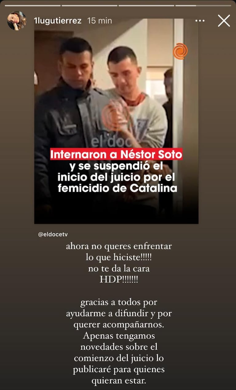 “No querés enfrentar lo que hiciste”: la bronca de la hermana de Catalina contra Néstor Soto