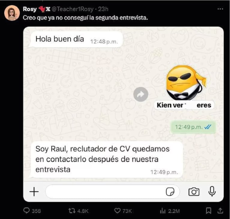 No sabía quién le escribió, respondió con un terrible insulto y descubrió que era una propuesta de trabajo  