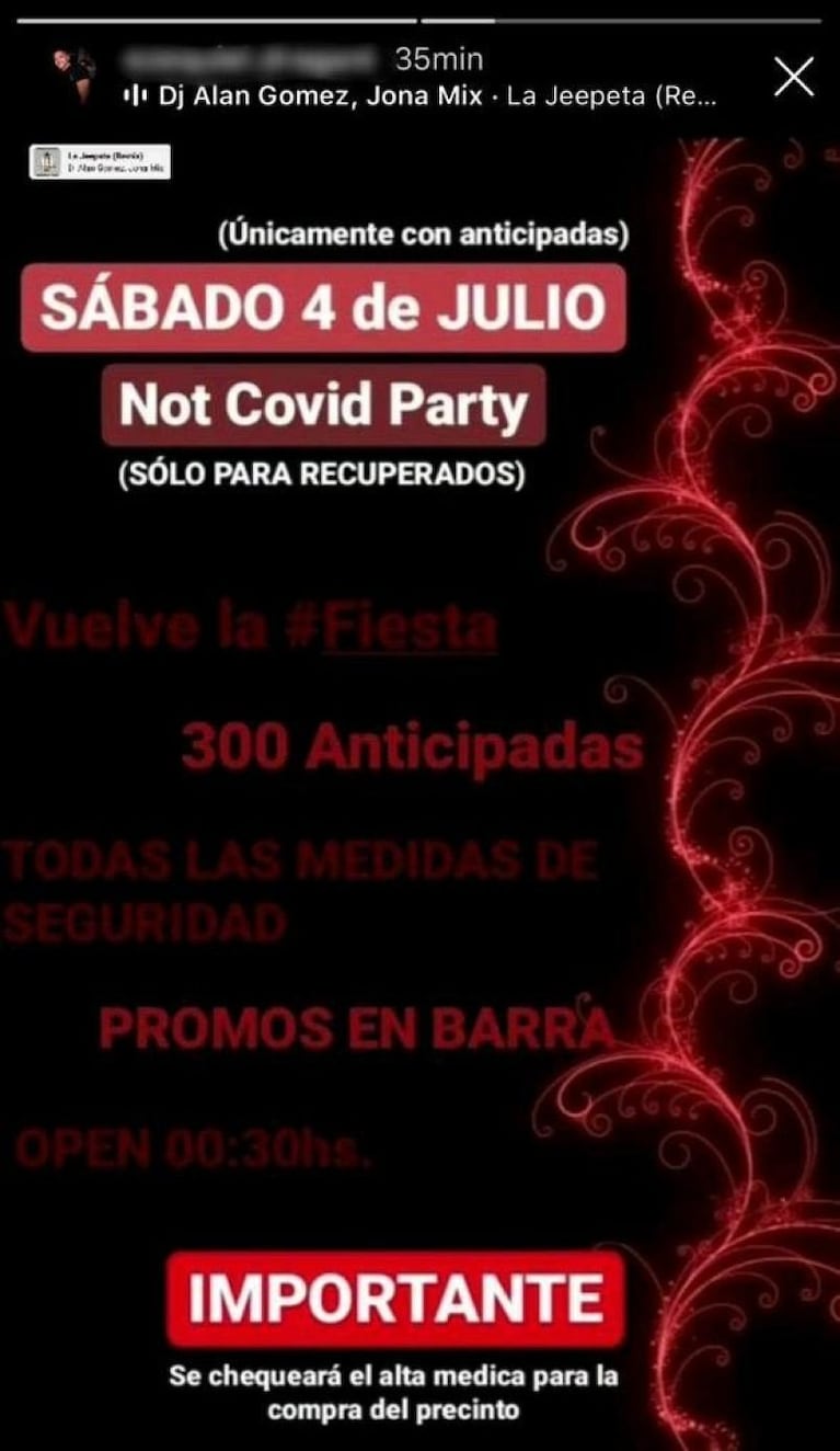 “Not Covid Party”: la polémica fiesta  para personas recuperadas de coronavirus