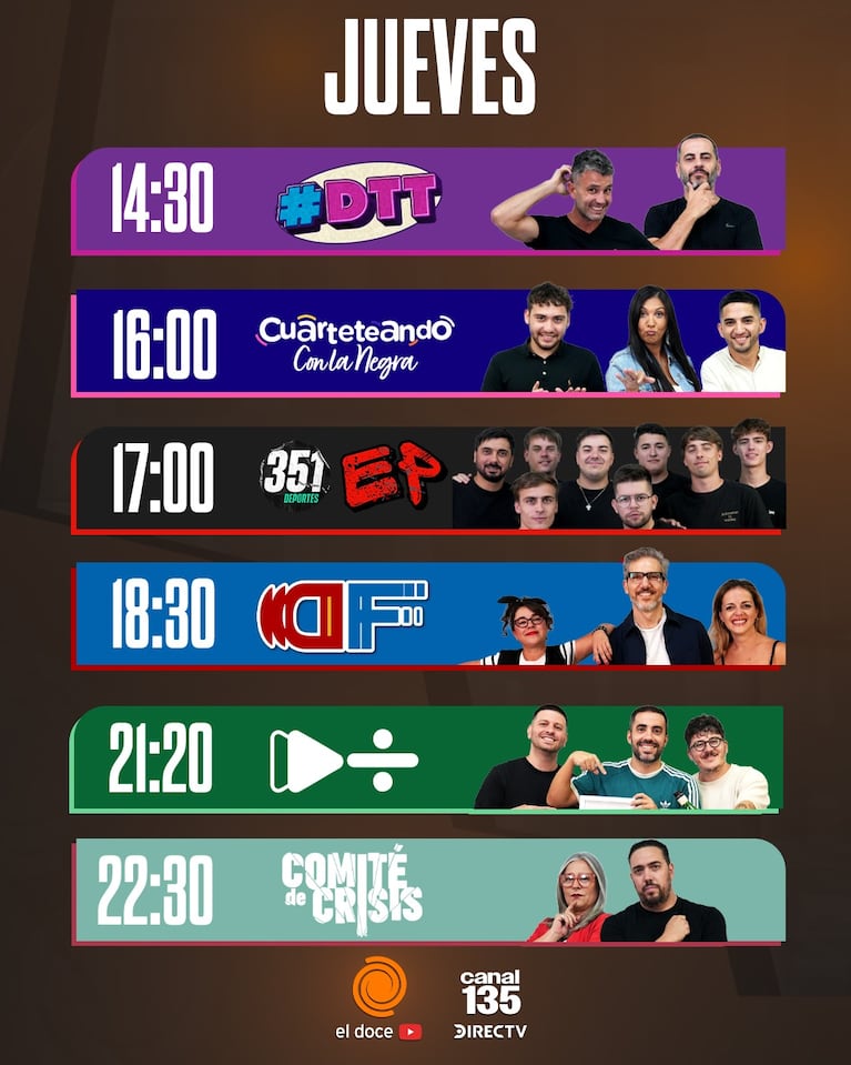 Nueva programación de El Doce Stream: horarios, programas y cómo ver en vivo