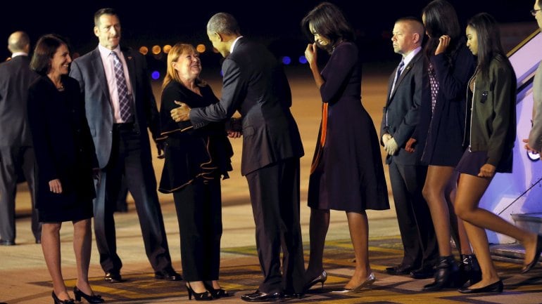 Obama saluda a la canciller Malcorra. 