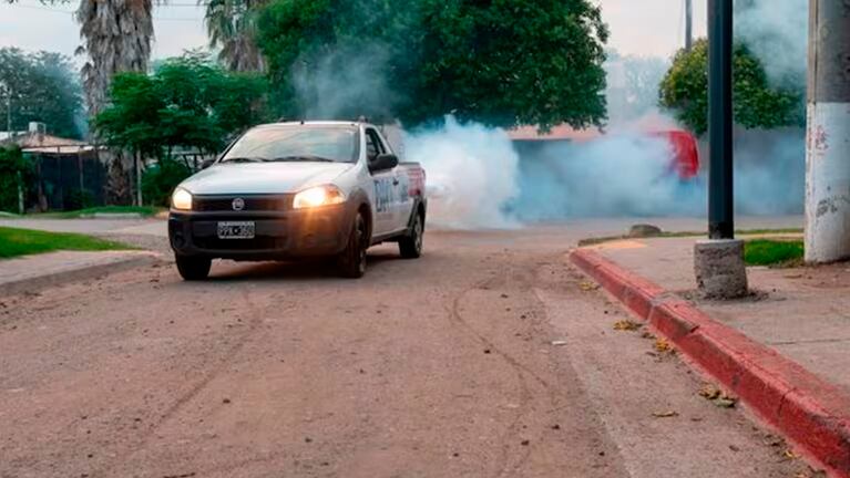 Operativo de fumigación para prevenir el dengue.