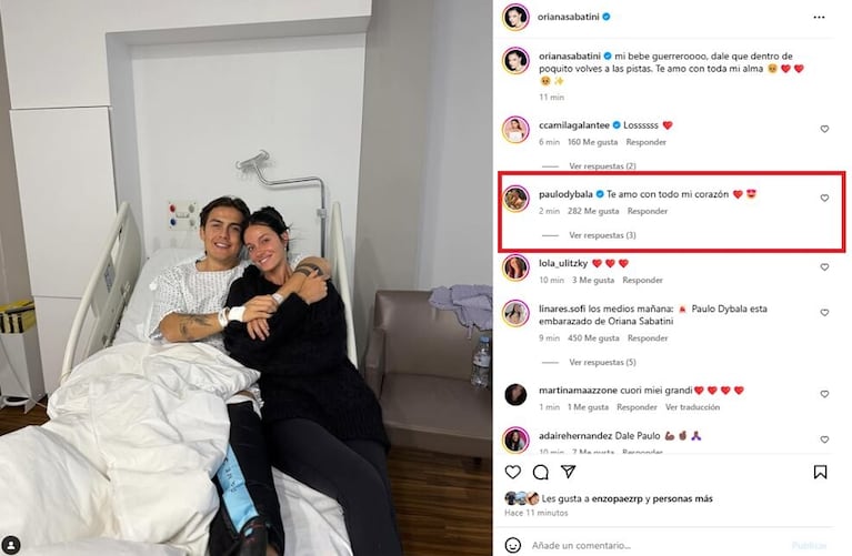 Oriana le dedicó tiernas palabras de Dybala después de la operación (Foto: Instagram /@orianasabatini)