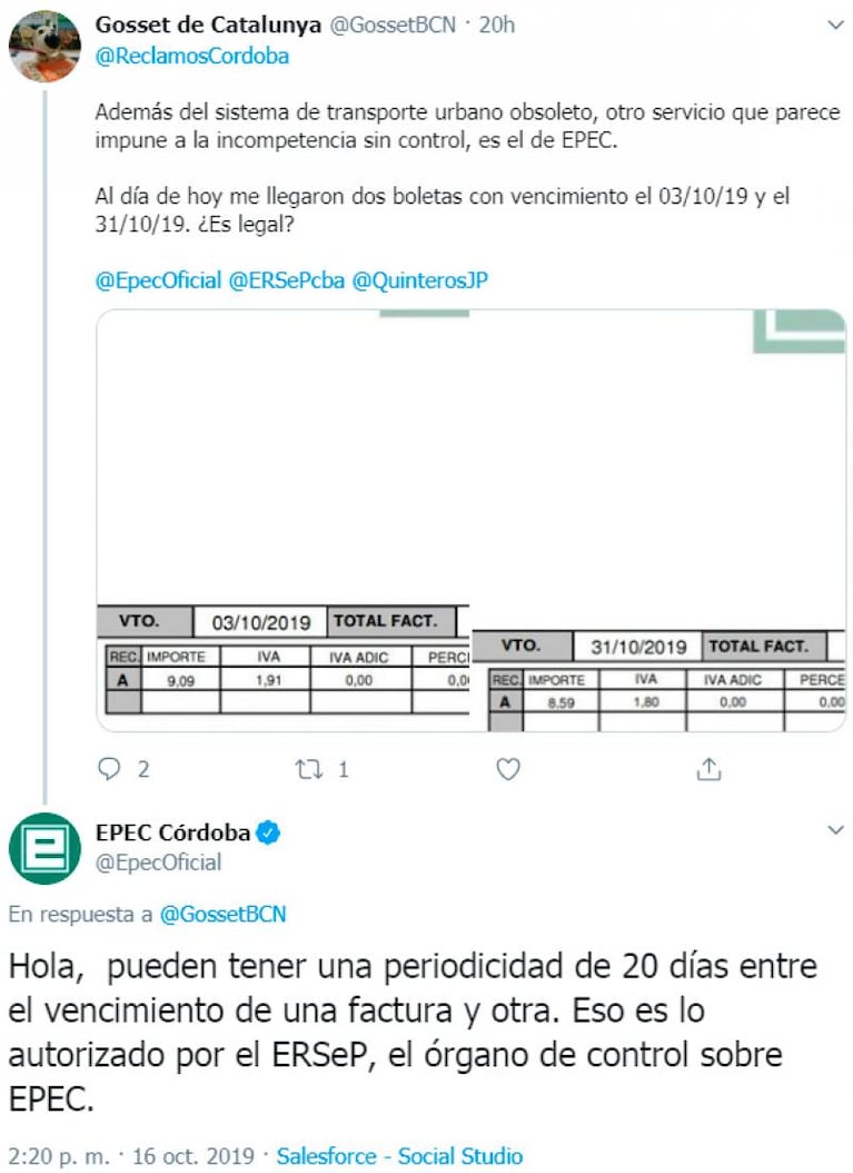 Otra polémica por EPEC: usuarios reciben dos facturas el mismo mes