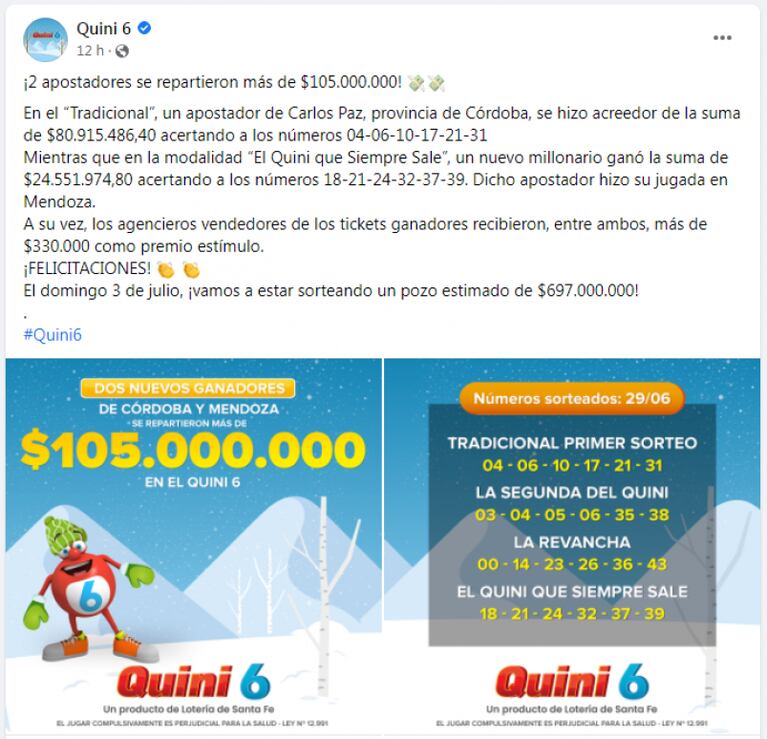 Otro cordobés ganó el Quini 6 en Carlos Paz: la fortuna que se llevó