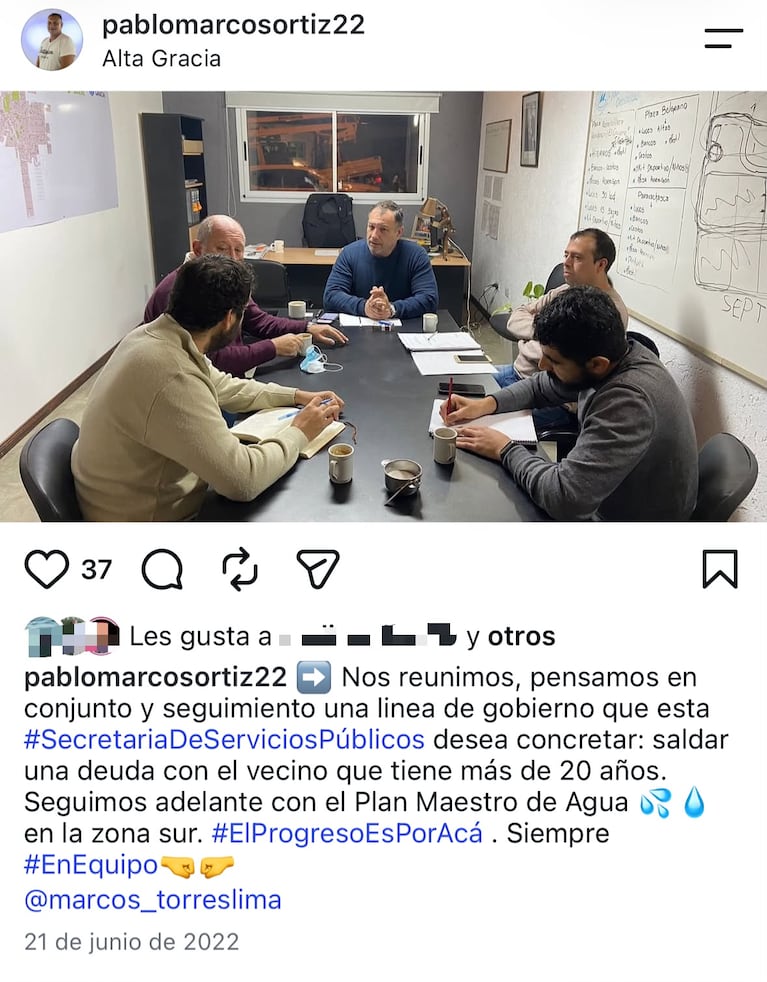Pablo Ortiz cuando era secretario de Servicios Públicos de Alta Gracia.