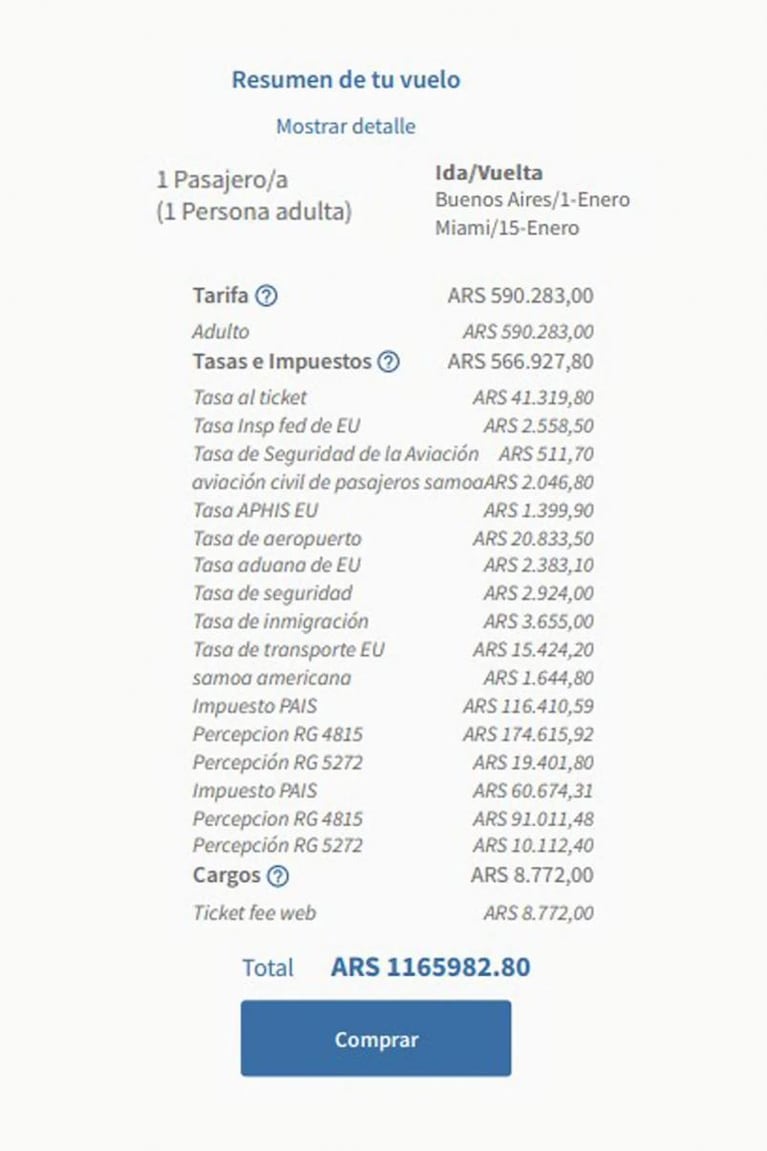 Pagó un pasaje a Miami casi al doble de precio porque le cobraron 17 impuestos  