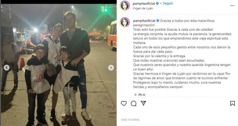 Pampita en la peregrinación a Luján: su emoción y una imagen especial