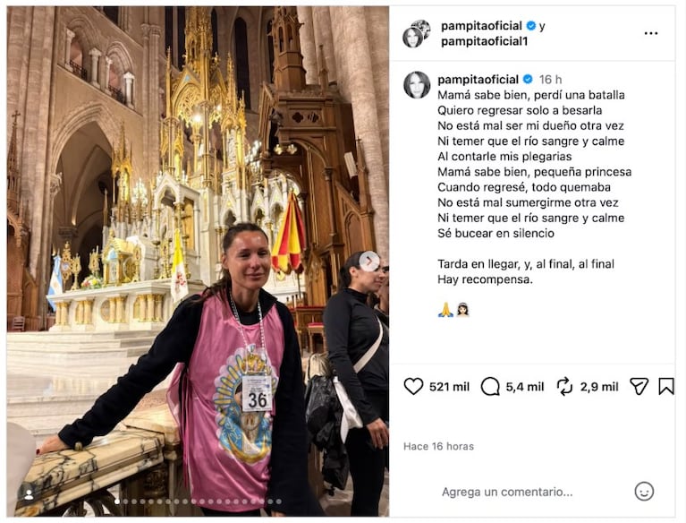 Pampita hizo la peregrinación a la Virgen de Luján.