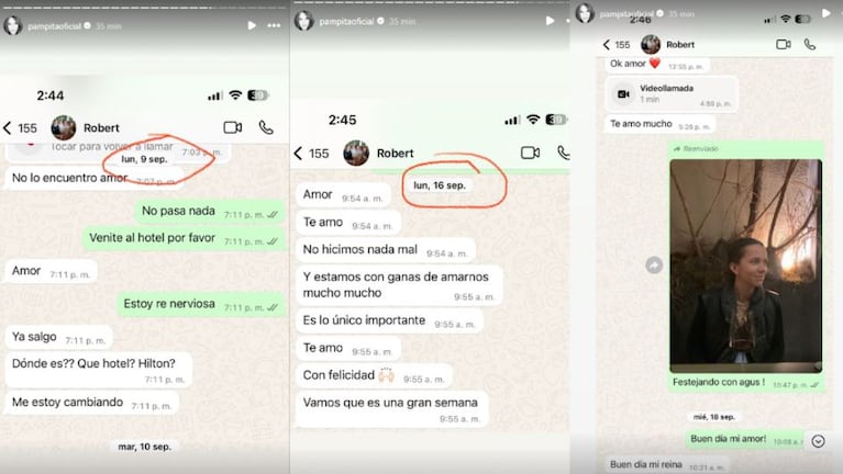 Pampita mostró los chats con Moritán para confirmar cuándo se separaron (Foto: Instagram / pampitaoficial)