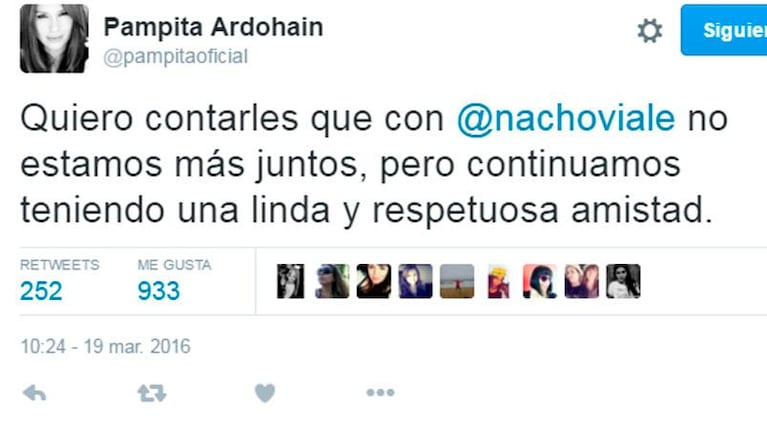 Pampita terminó su corta relación con Nacho Viale