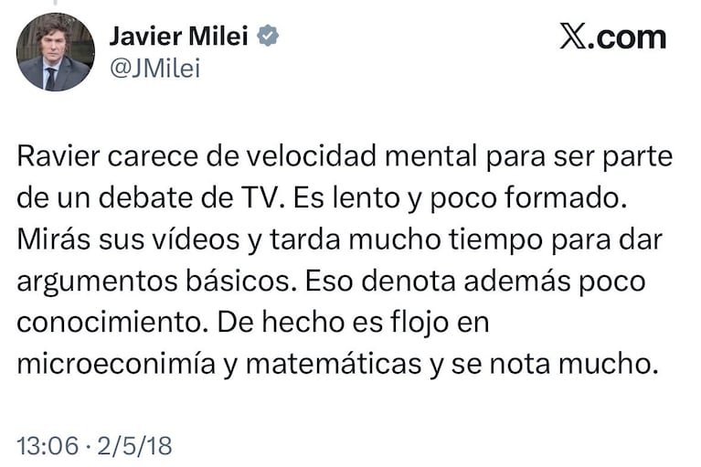 “Papelones de amateur”: los picantes cruces de 2018 entre Milei y Ravier, su nuevo vocero