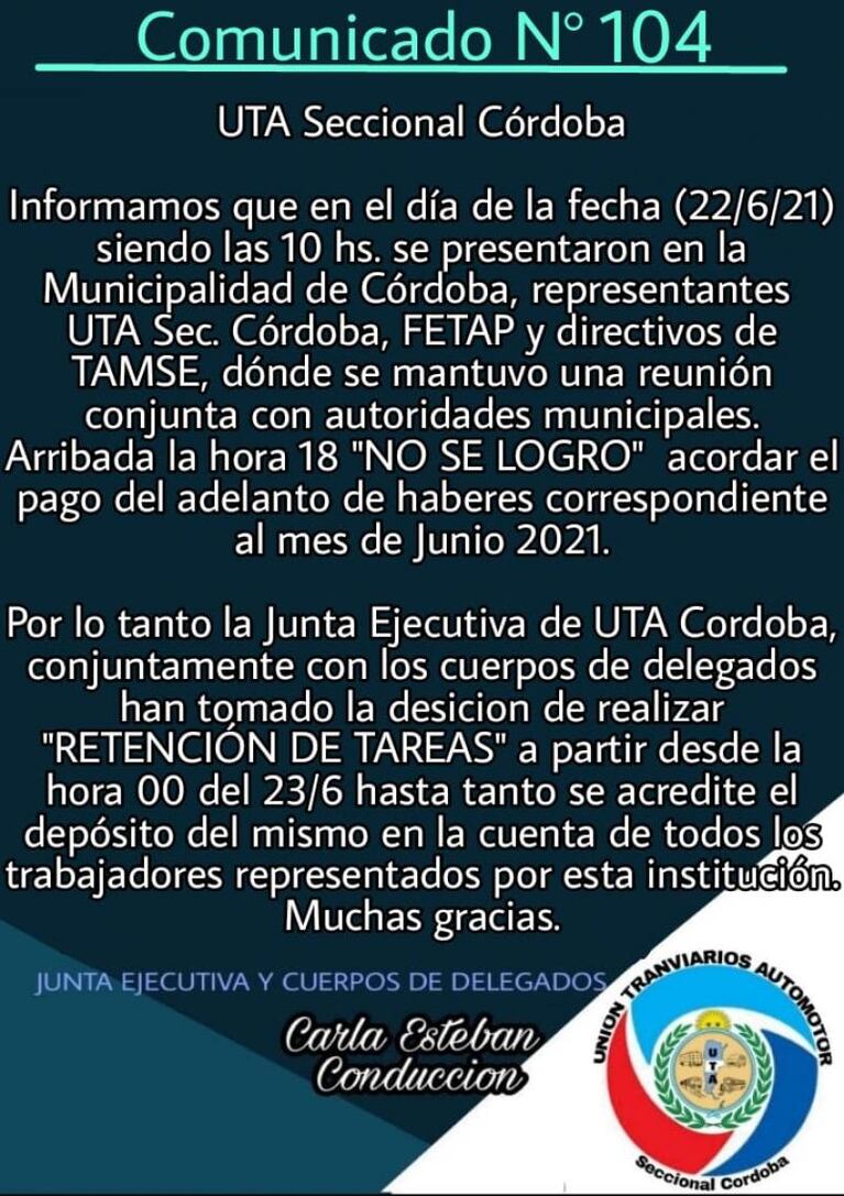 Paro de colectivos en Córdoba: no funcionan los urbanos este miércoles