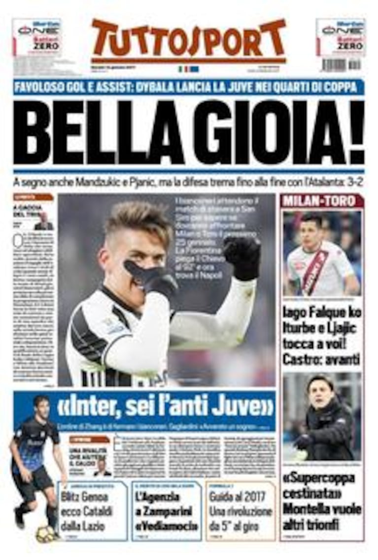 Paulo Dybala en la tapa de los diarios deportivos italianos. 