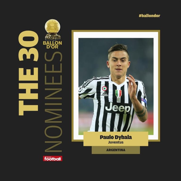 Paulo Dybala, entre los 30 nominados al Balón de Oro