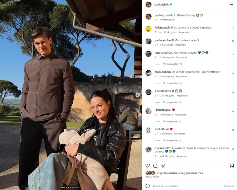 Paulo Dybala junto a la pequeña Gia y a Oriana. Imagen: Instagram Paulo Dybala.