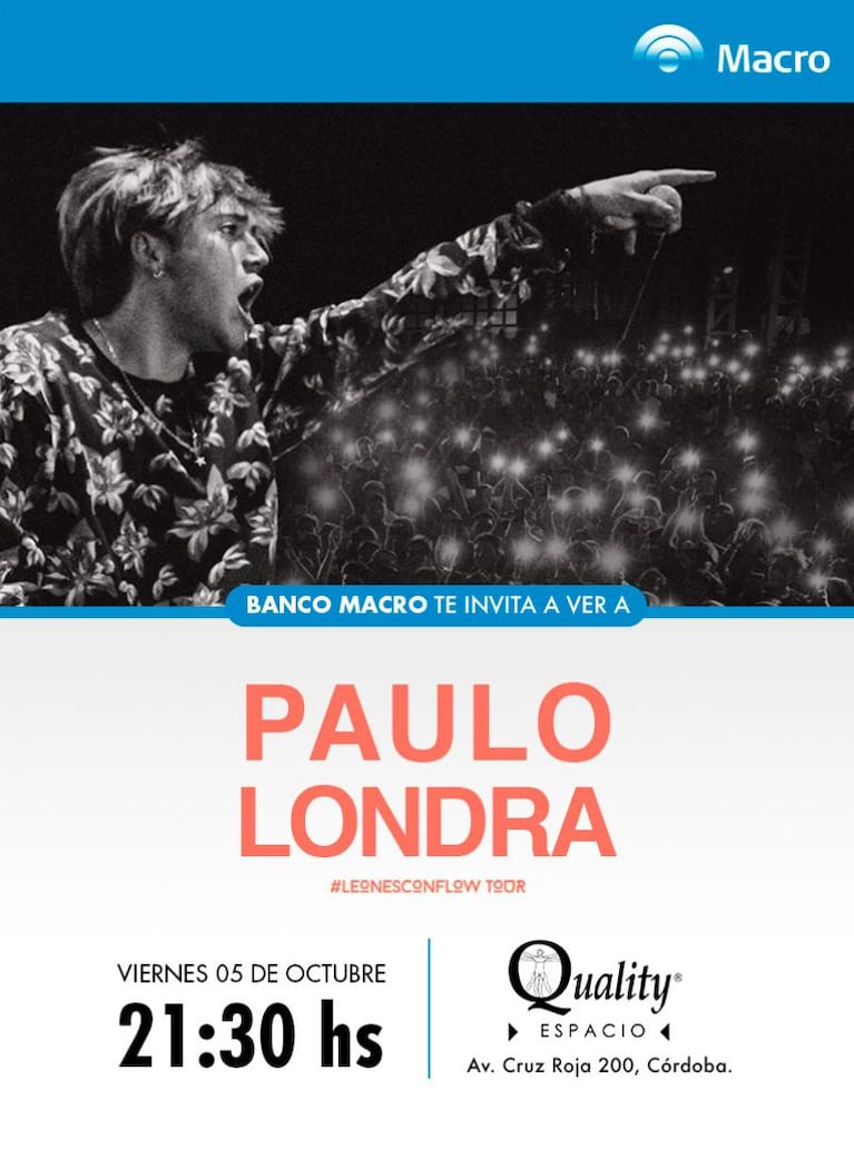 Paulo Londra se presenta en Córdoba: los ganadores de entradas