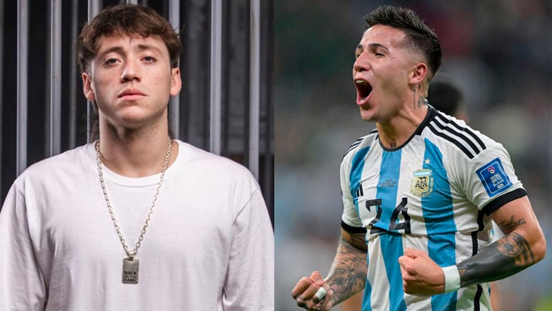 Paulo Londra y Enzo Fernández, protagonistas de un "feat" de música y fútbol.