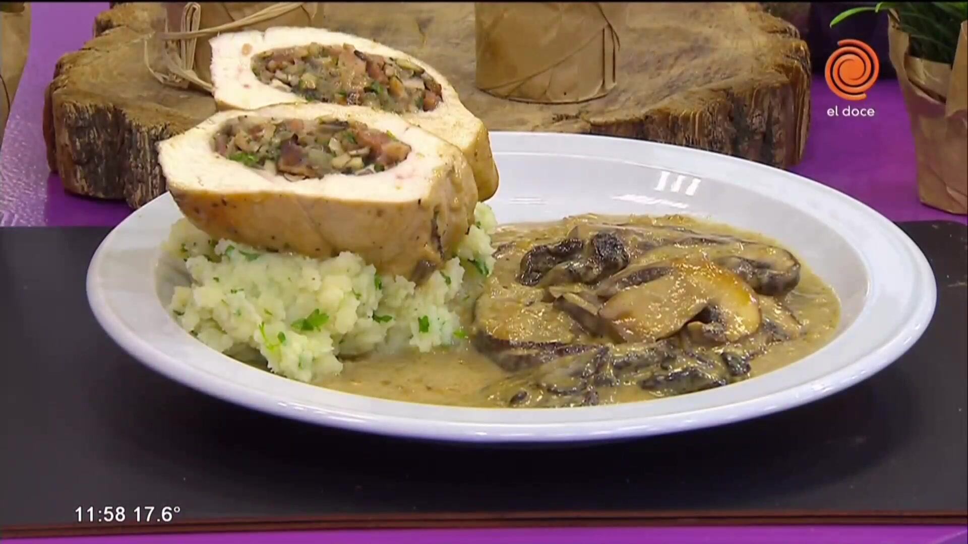 Pechugas rellenas con salsa de hongos