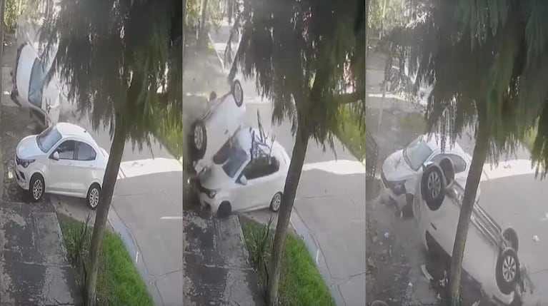 Perdió el control de su auto, mató a una ciclista y terminó en la vereda: el impresionante video