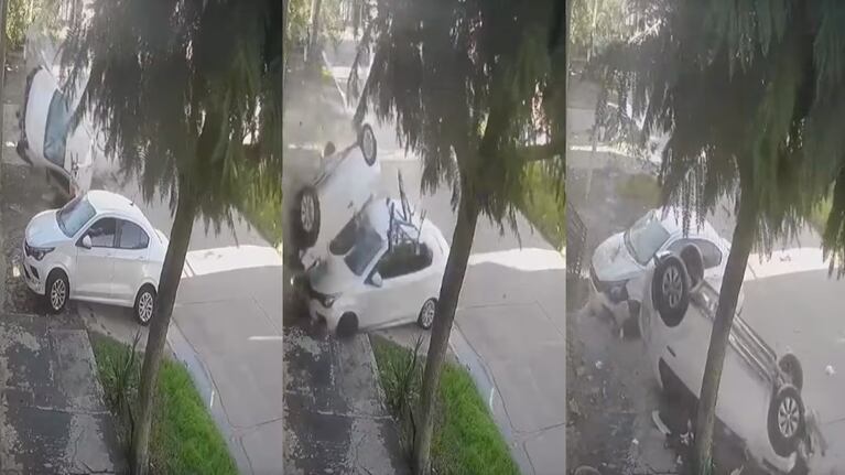 Perdió el control de su auto, mató a una ciclista y terminó en la vereda: el impresionante video