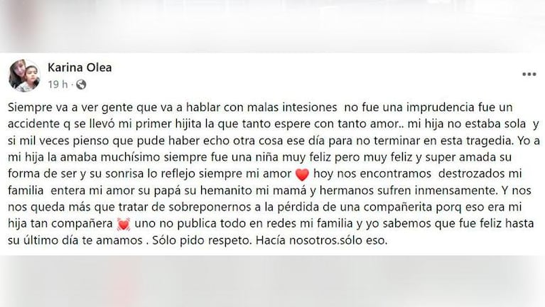 Perdió el control de su auto y atropelló a su hija: “No fue una imprudencia”