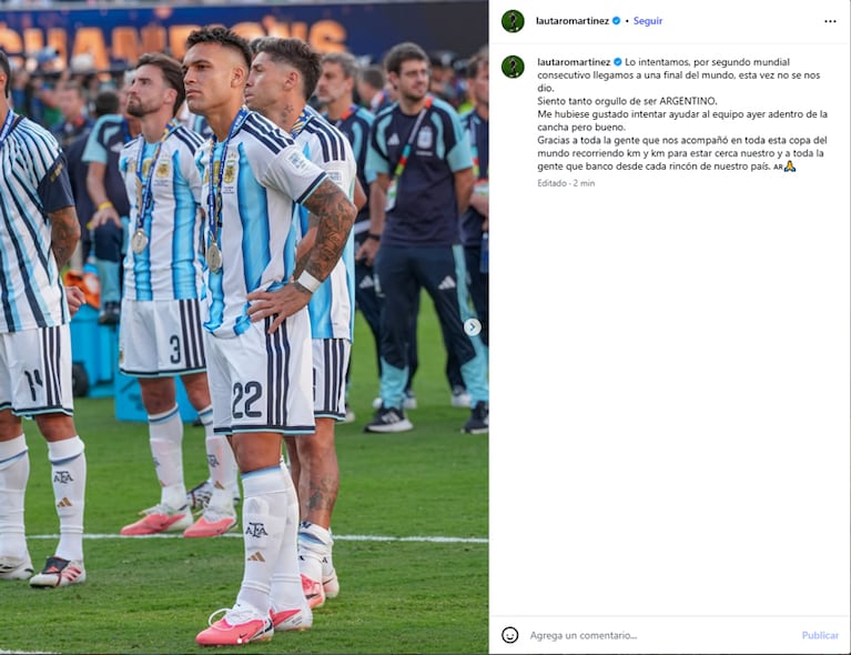 “Pero bueno”: el fuerte reproche de Lautaro Martínez tras no entrar en la final ante España