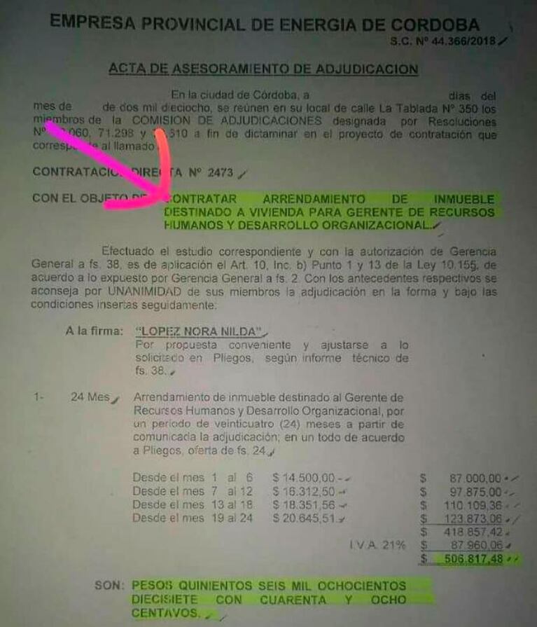 Pese a que dijo que no, EPEC sí paga alquileres a los gerentes