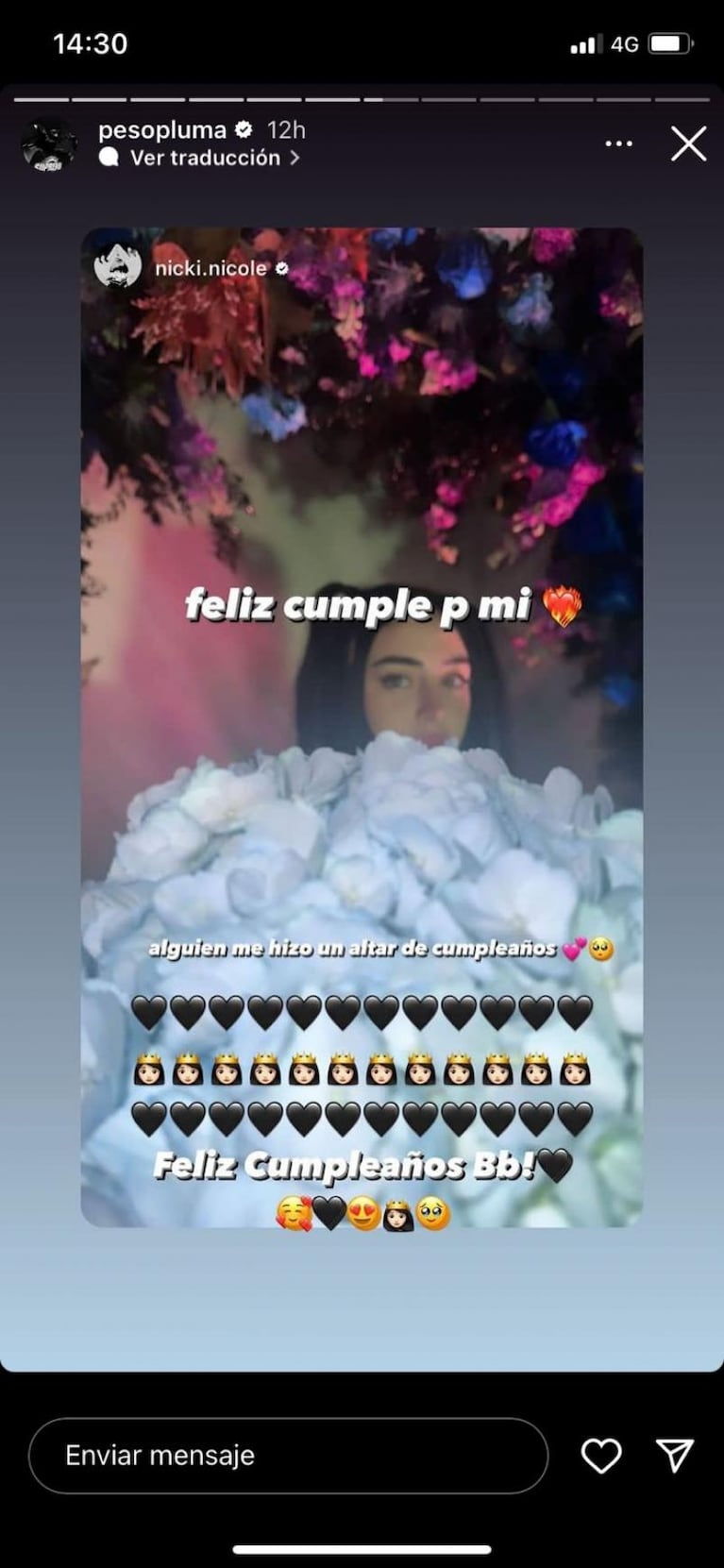 Peso Pluma le hizo un tierno regalo a Nicki Nicole por su cumple y confirmó el romance