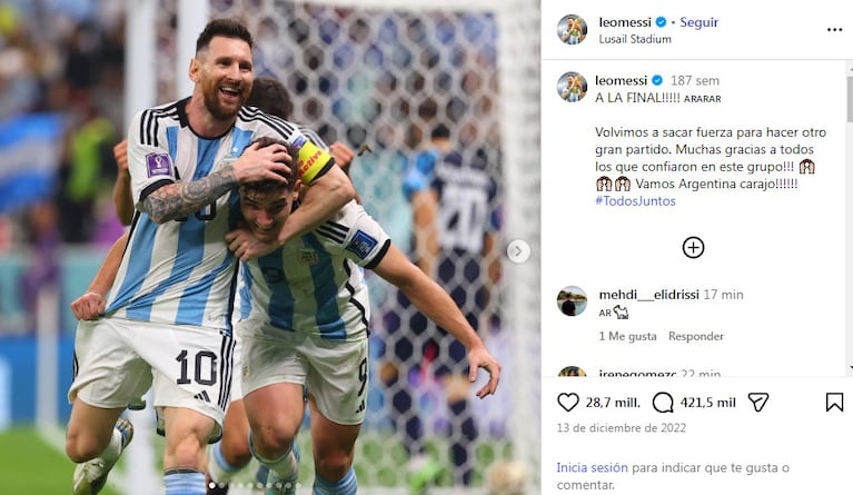 Pícaro y cabulero: Messi copió un posteo previo a la final de 2022 y lo descubrieron