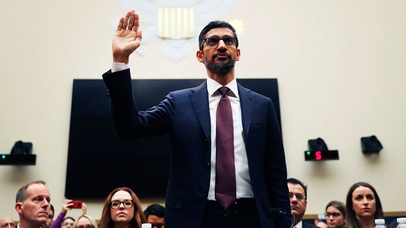 Pichai declaró bajo juramento ante el Comité Judicial de Estados Unidos. / Foto: Getty images