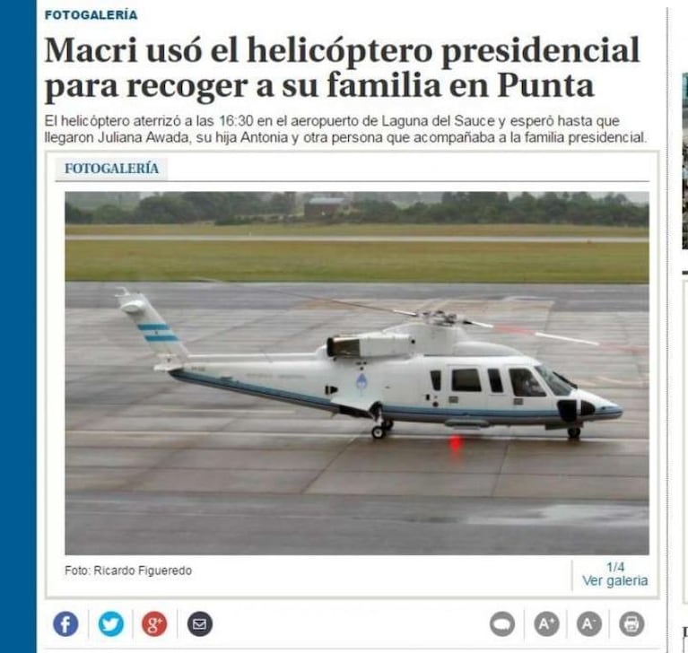Polémico uso del helicóptero presidencial