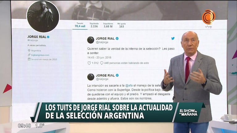 Polémicos tuits de Jorge Rial sobre la Selección