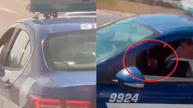 Policía filmado mientras manejaba usando el celular en Circunvalación.