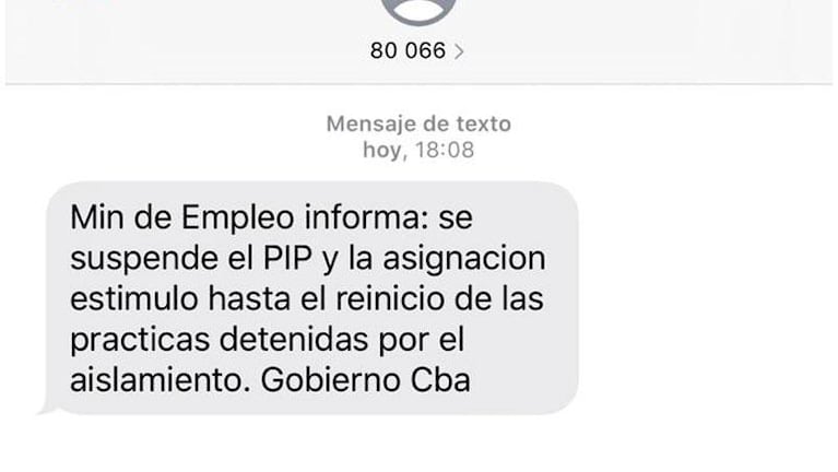 Por la cuarentena, notificaron la suspensión del PIP en la provincia de Córdoba