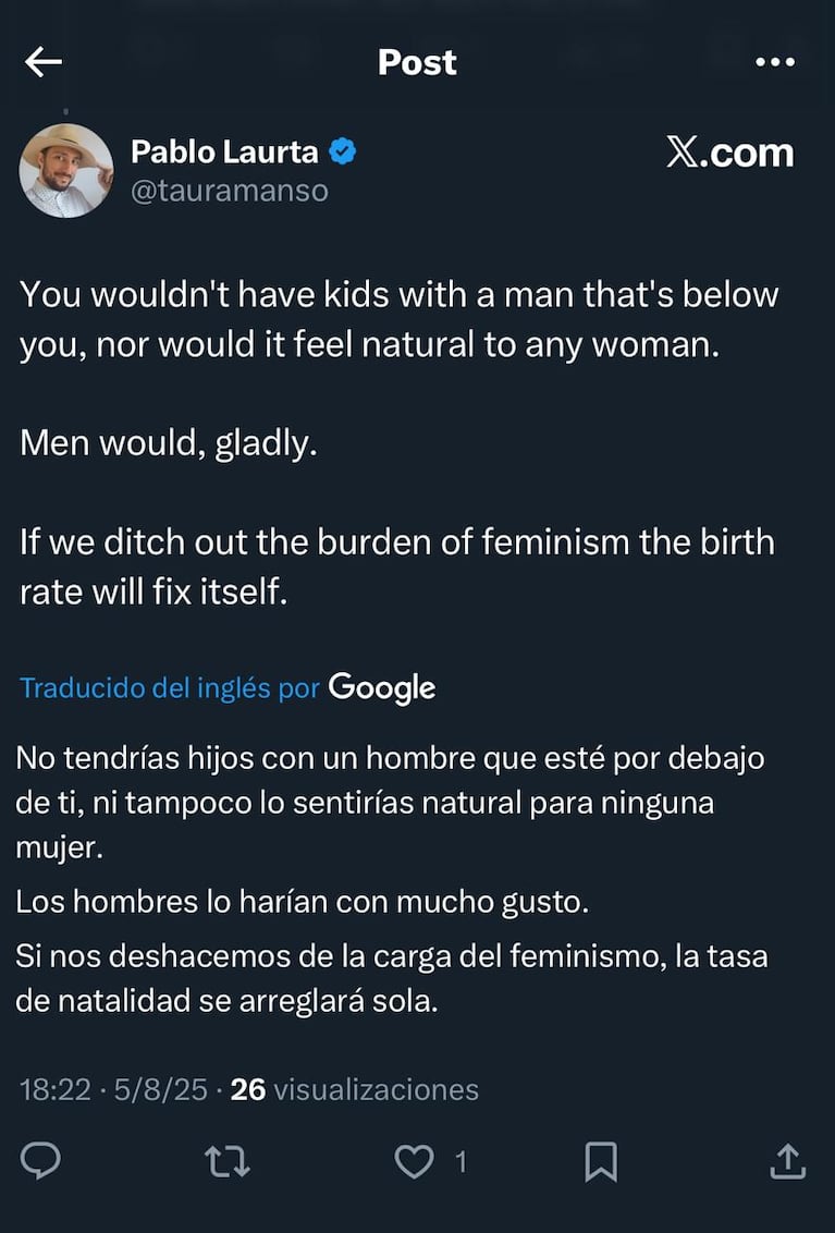 Posteos de Pablo Laurta en redes.