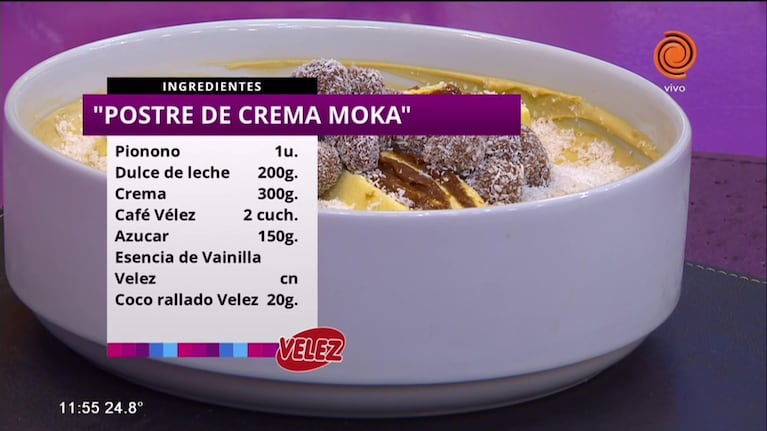 Postre de crema moka